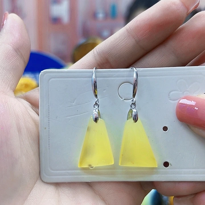 琥珀银S925镶嵌颈饰耳环