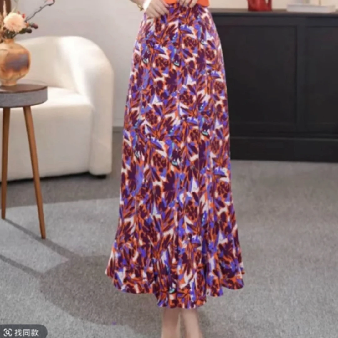 AMASS/阿玛施尤莱特碎花气质浪漫印花中长款显瘦鱼尾裙5200385