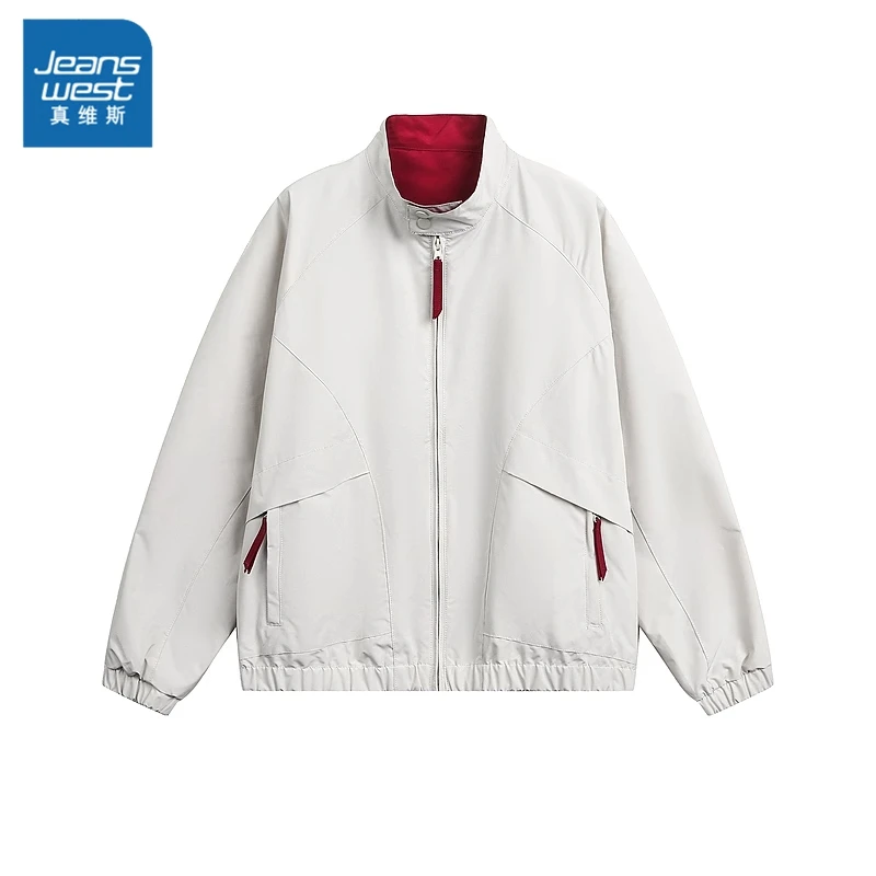 真维斯山系户外三防撞色立领运动外套男秋季美式复古休闲工装夹克