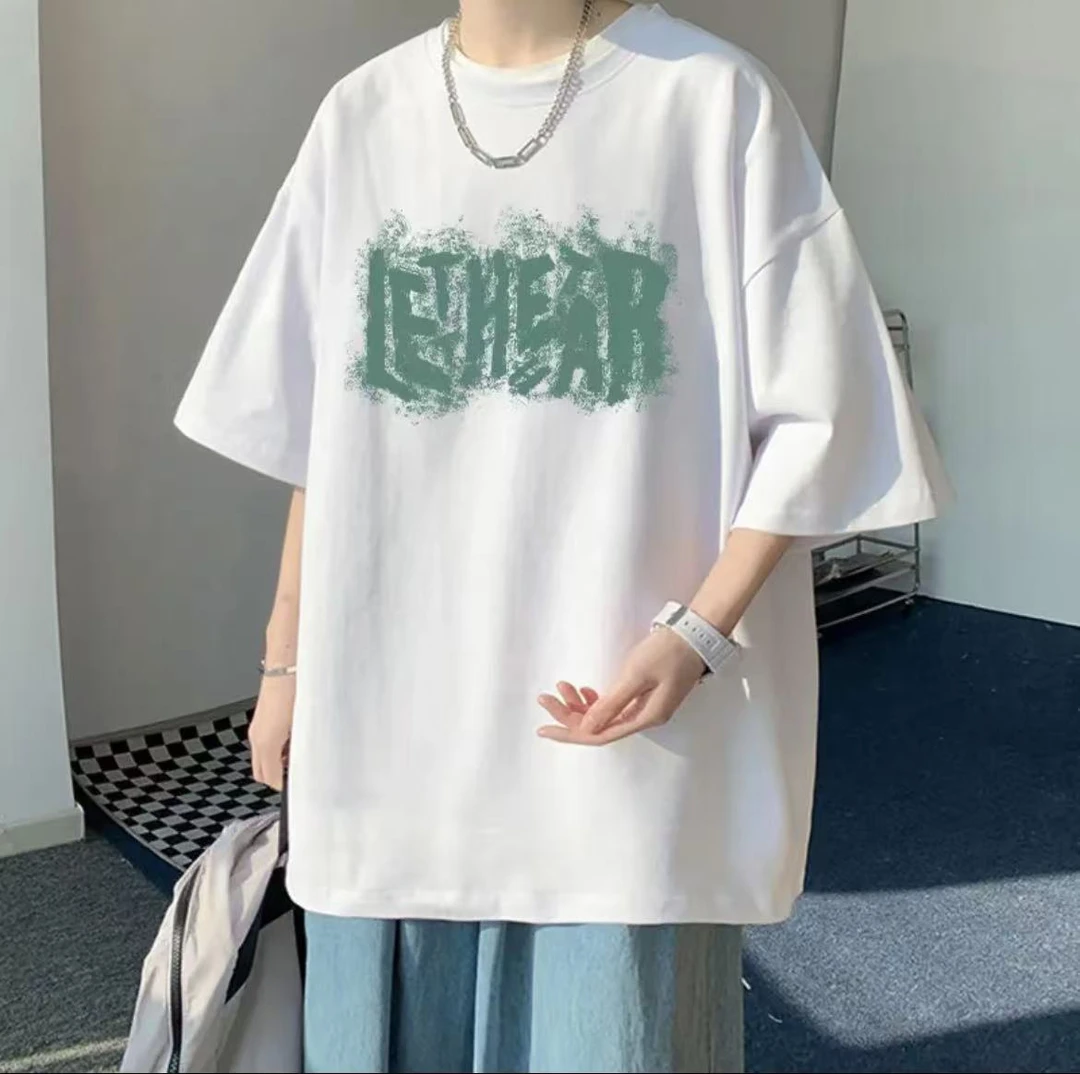 潮牌纯棉短袖t恤男生夏季宽松男女同款圆领半袖美式休闲百搭上衣