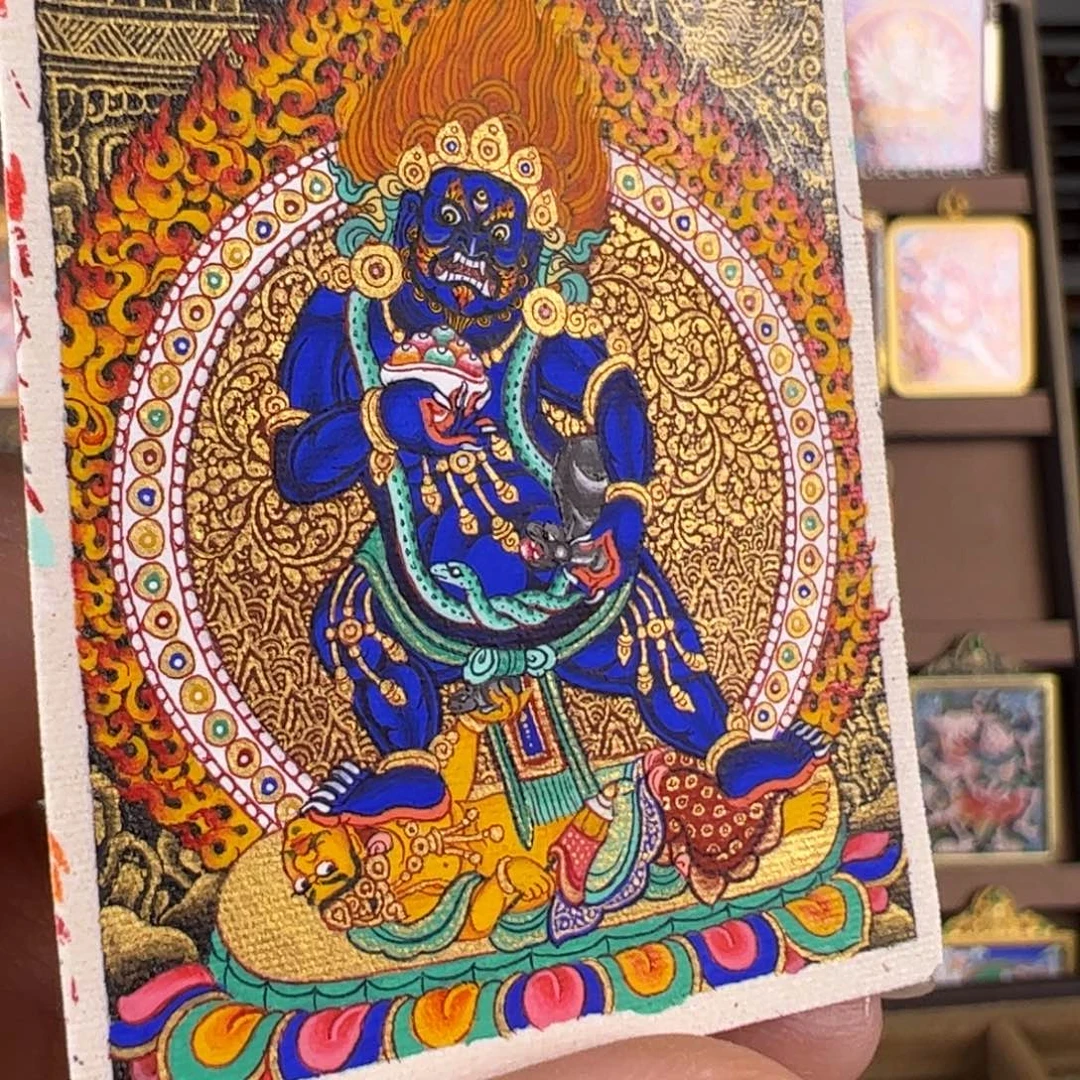 ****歌吊坠黑财神唐卡绘画作品