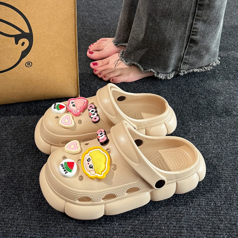 EVA洞洞鞋女款2025新款爆款夏季厚底防滑卡通沙滩凉拖鞋女鞋外穿