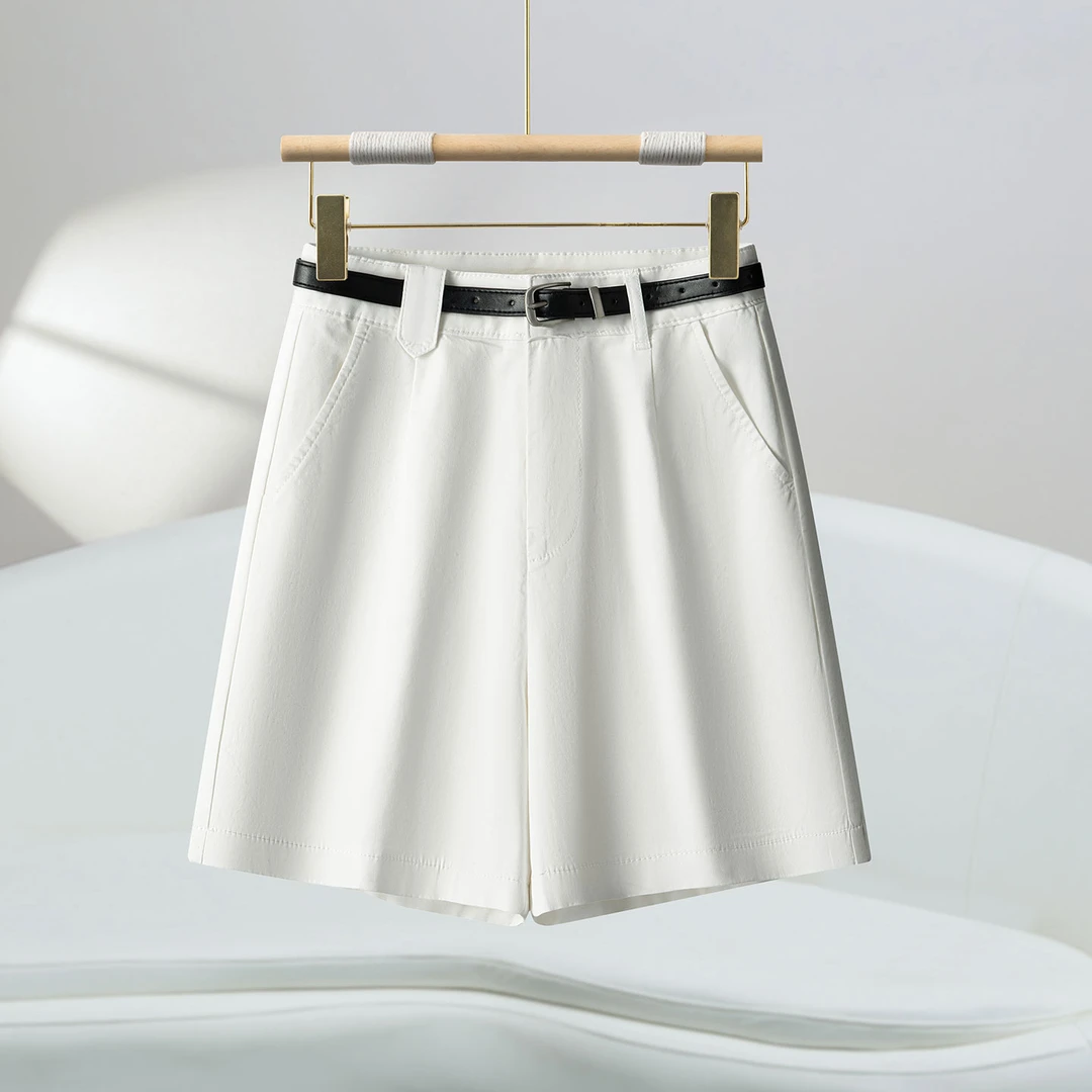 白色短裤女夏2025新款五分裤超短裤高腰A字裤热裤宽松显瘦休闲裤