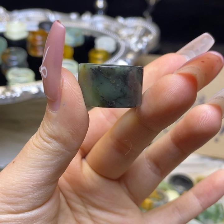 蛇纹石玉合金戒指58-16.3微瑕
