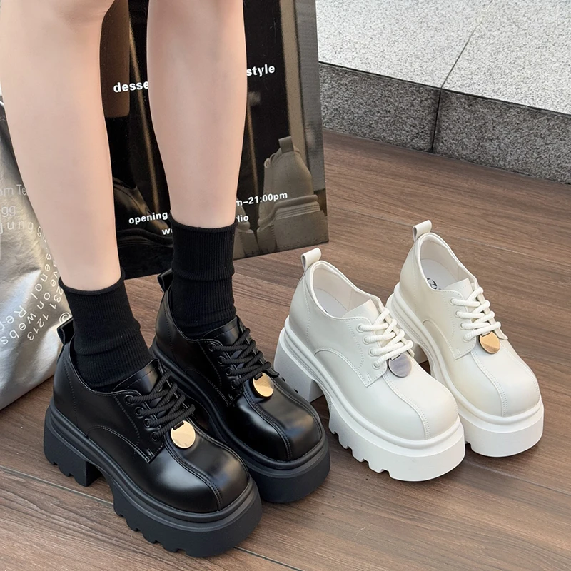 增高10CM小个子乐福鞋女2025年春新款厚底时尚百搭小皮鞋 5025-77