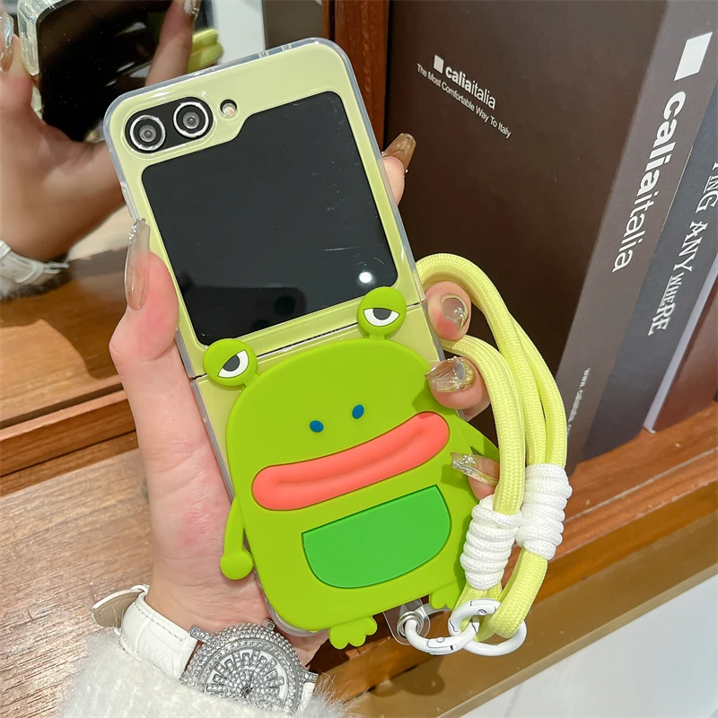 适用三星Galaxy ZFlip7手机壳荧光绿青蛙ZFlip6折叠屏女保护套