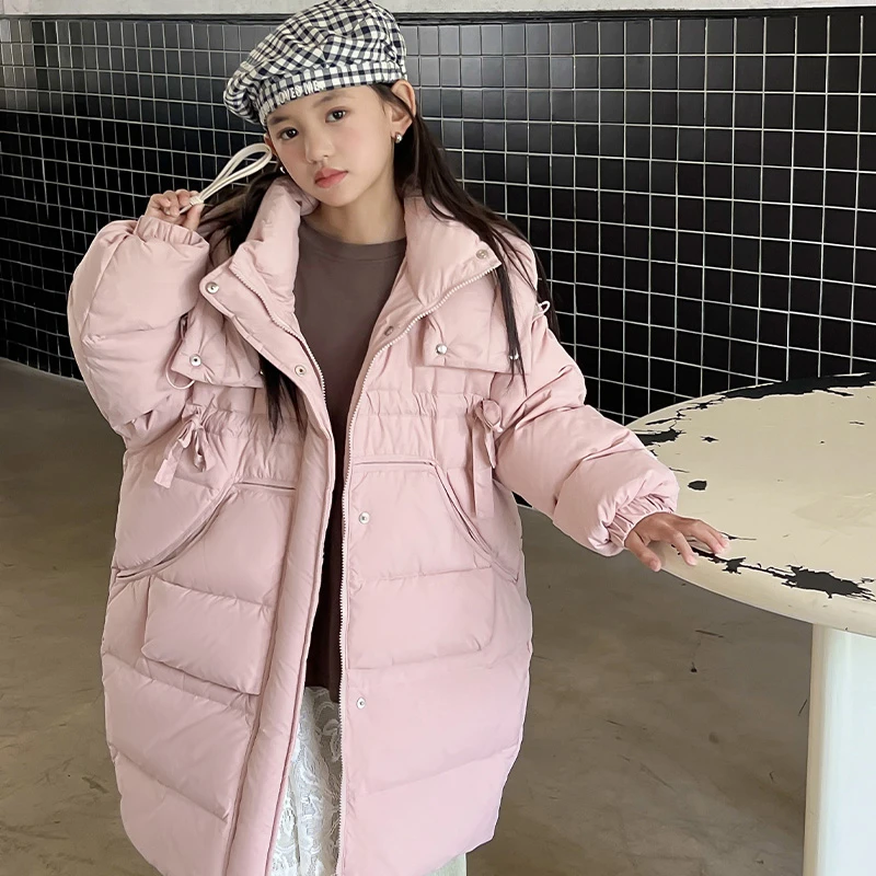 儿童羽绒服女童实体清货中长款2024冬季新款洋气女孩中大童装外套