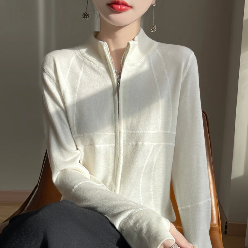 针织厚款时尚宽松型常规版衫高领长袖短款休闲纯色百搭