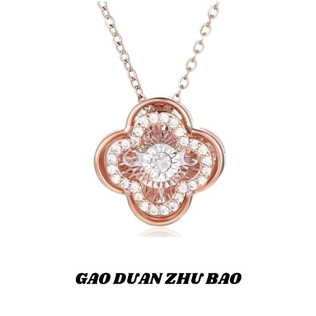 ZS001【金月亮】灵动钻石心动四叶草合金镶嵌吊坠赠合金链