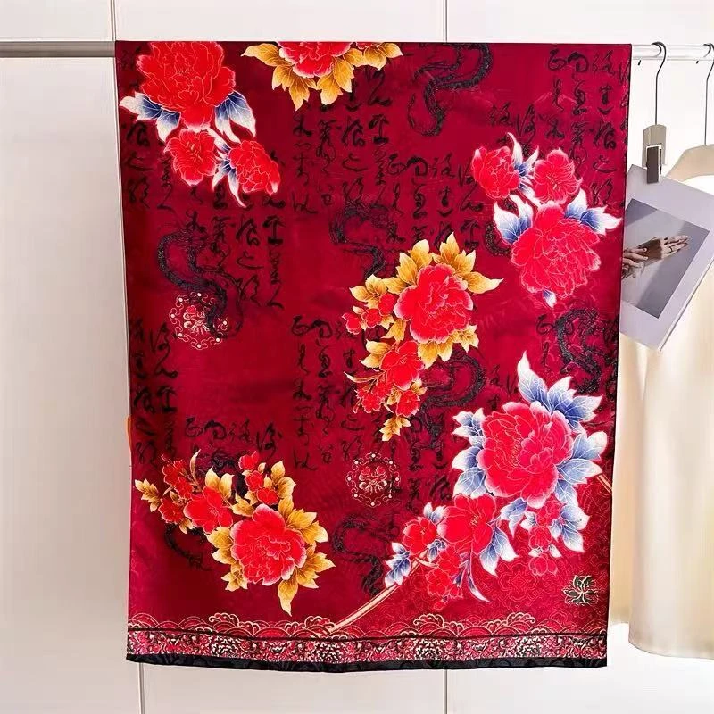 X522（玫红牡丹）长巾围巾 180*70左右