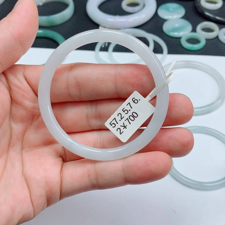 翡翠未镶嵌手镯57-58叮当