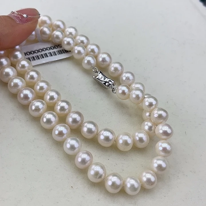 淡水珍珠颈饰银S925镶嵌➕7.8极光炫彩
