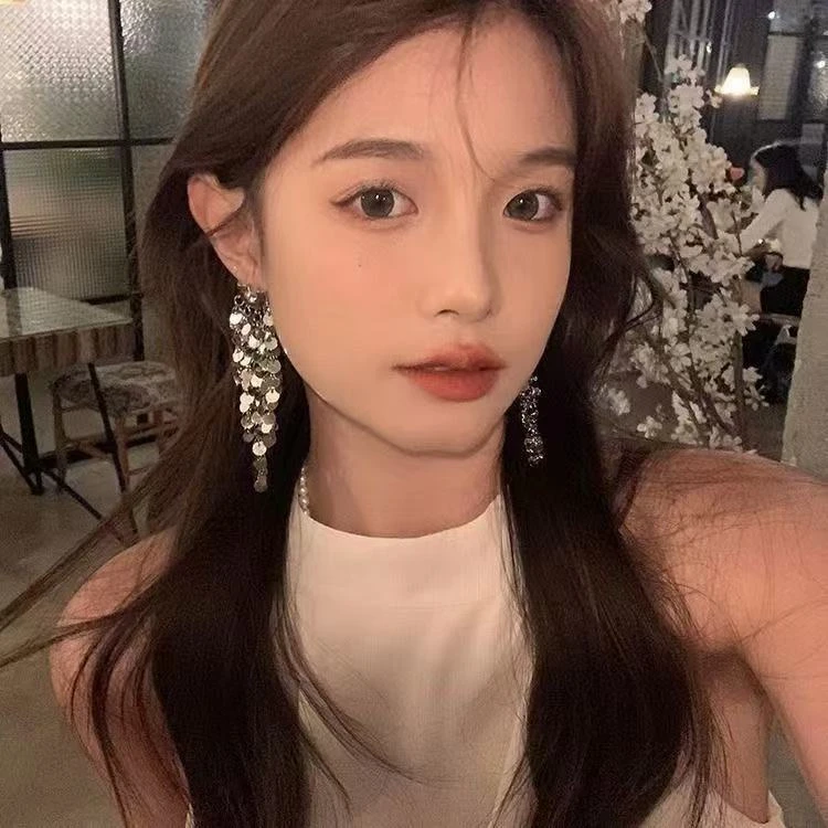 合金无非金属耳饰 轻奢高级感流苏亮片耳环