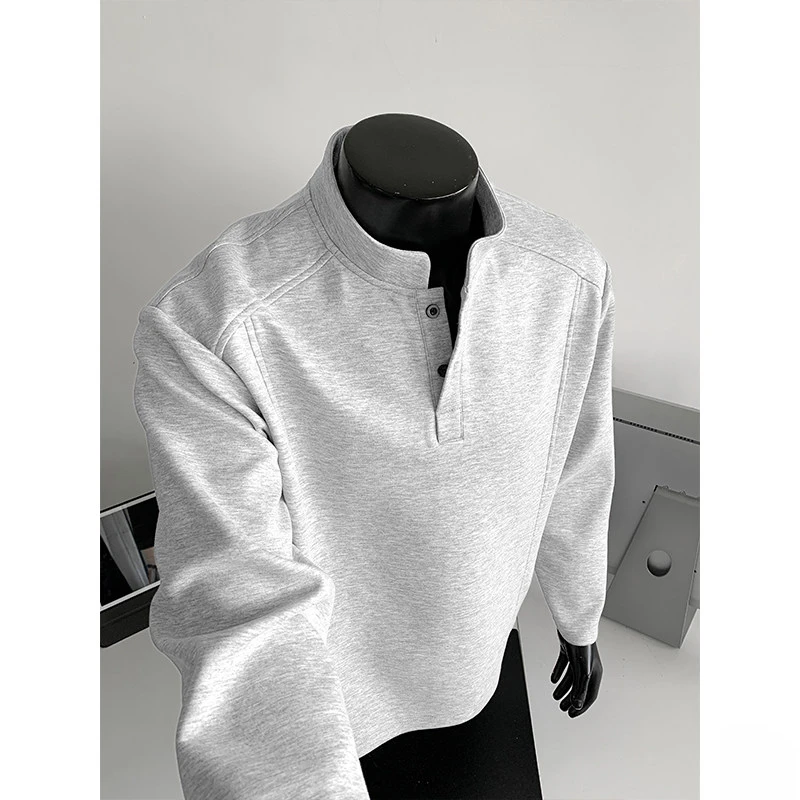 美式Polo亨利衫男长袖t恤秋冬潮流cleanfit内搭男装加绒打底卫衣