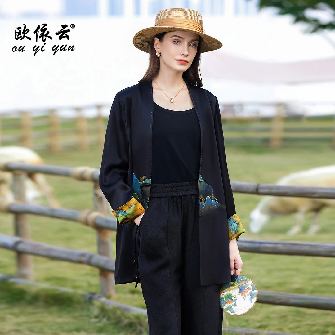 39266欧依云中年妈妈春装气质西装外套轻奢时尚洋气中长上衣女