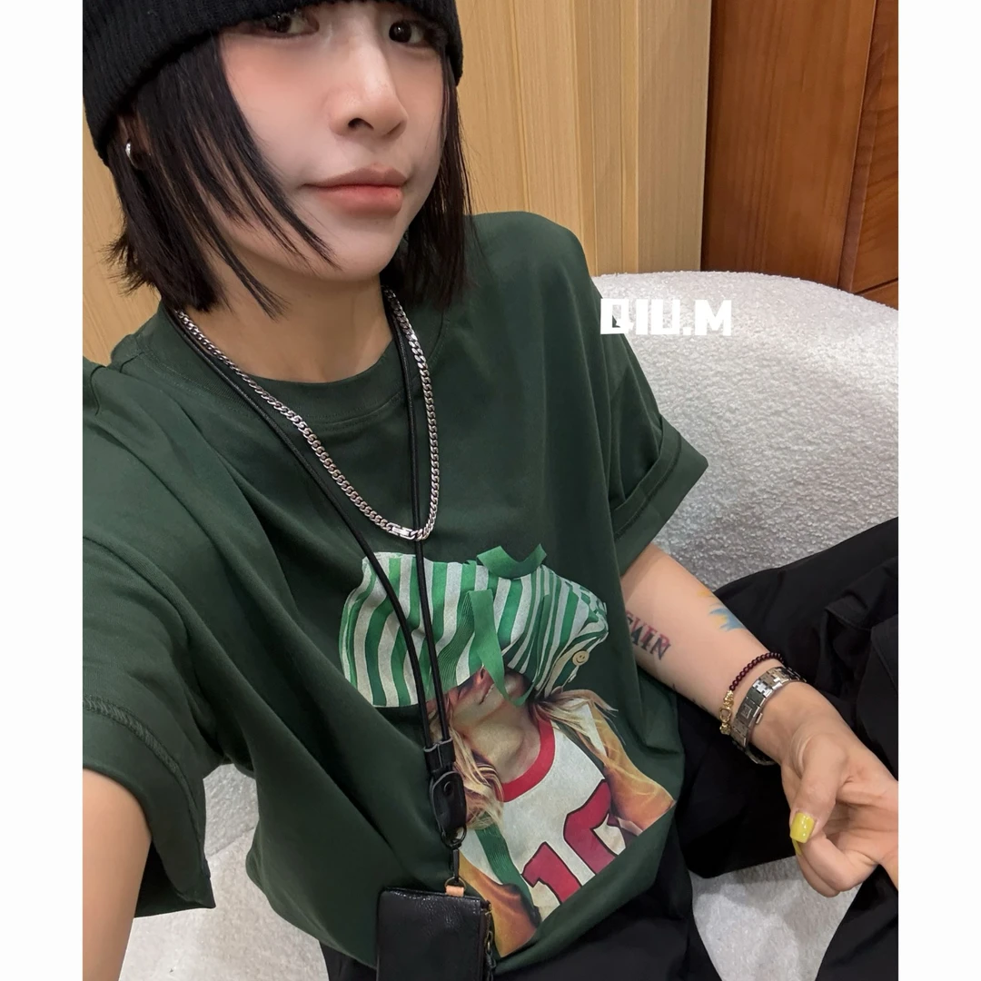 【QM】.T大版宽松.欧美图案.休闲洋气时尚穿搭.短袖圆领.个性小众款