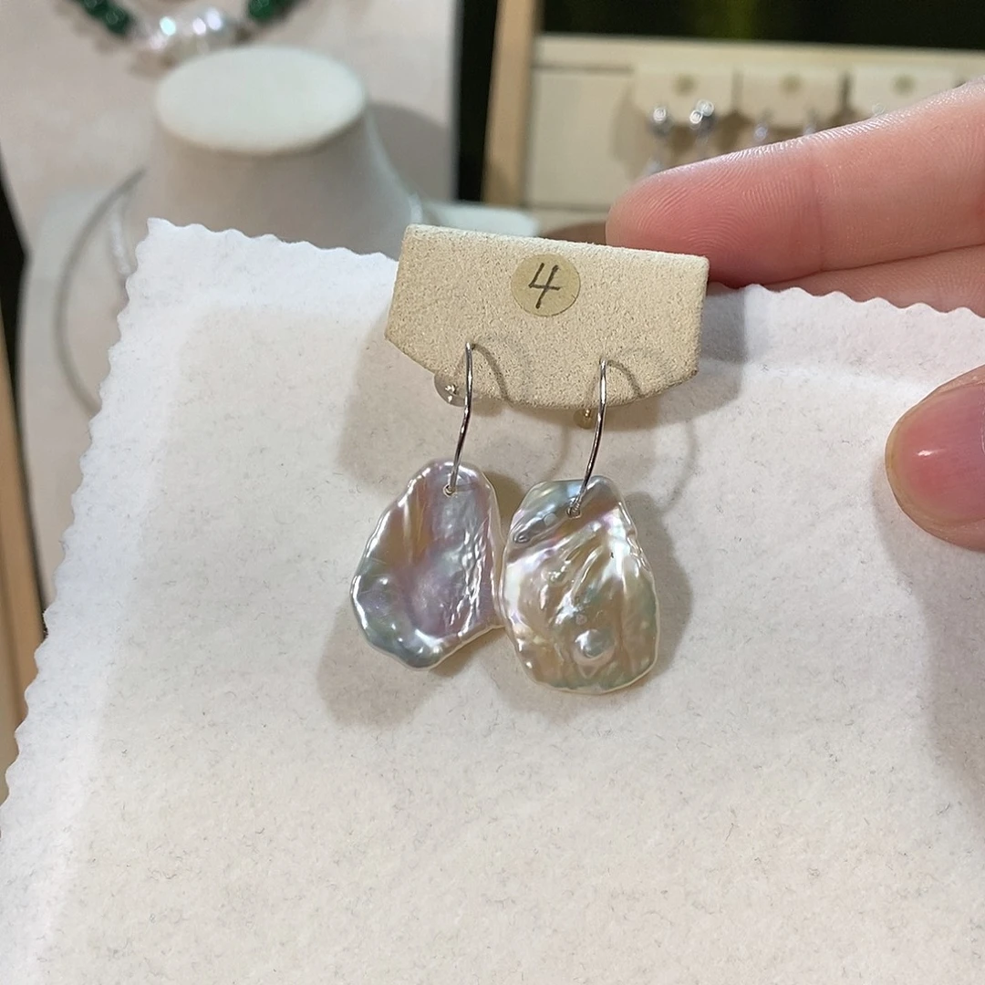 耳饰银S925镶嵌淡水珍珠