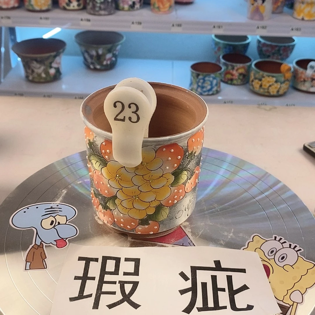红泥花盆红陶手绘花盆