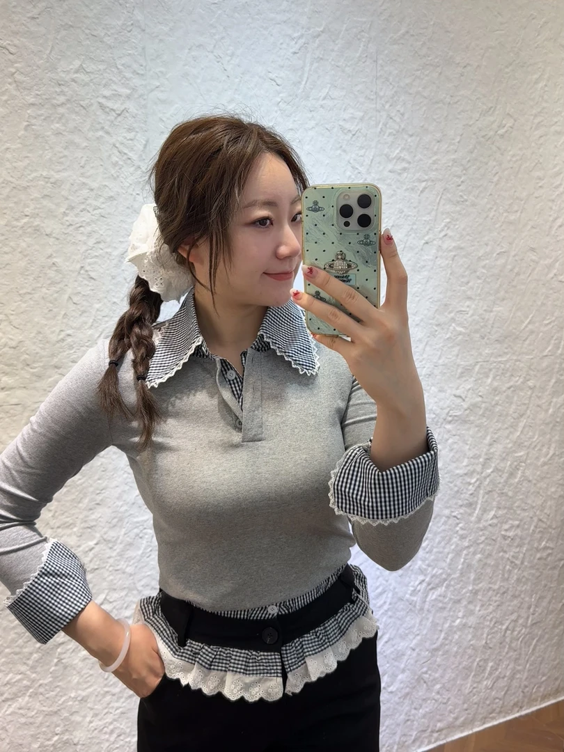 极简风格纹拼接长袖长裤休闲显瘦两件套