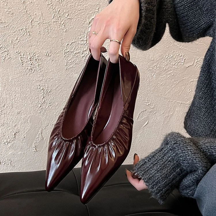 【蔻牌女鞋】3CM单鞋春季简约方跟浅口超软单鞋里外全真皮耙耙鞋