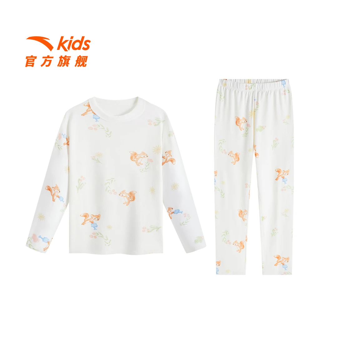 安踏儿童男女童针织套装2025新舒适亲肤青少年秋衣秋裤家居服套装