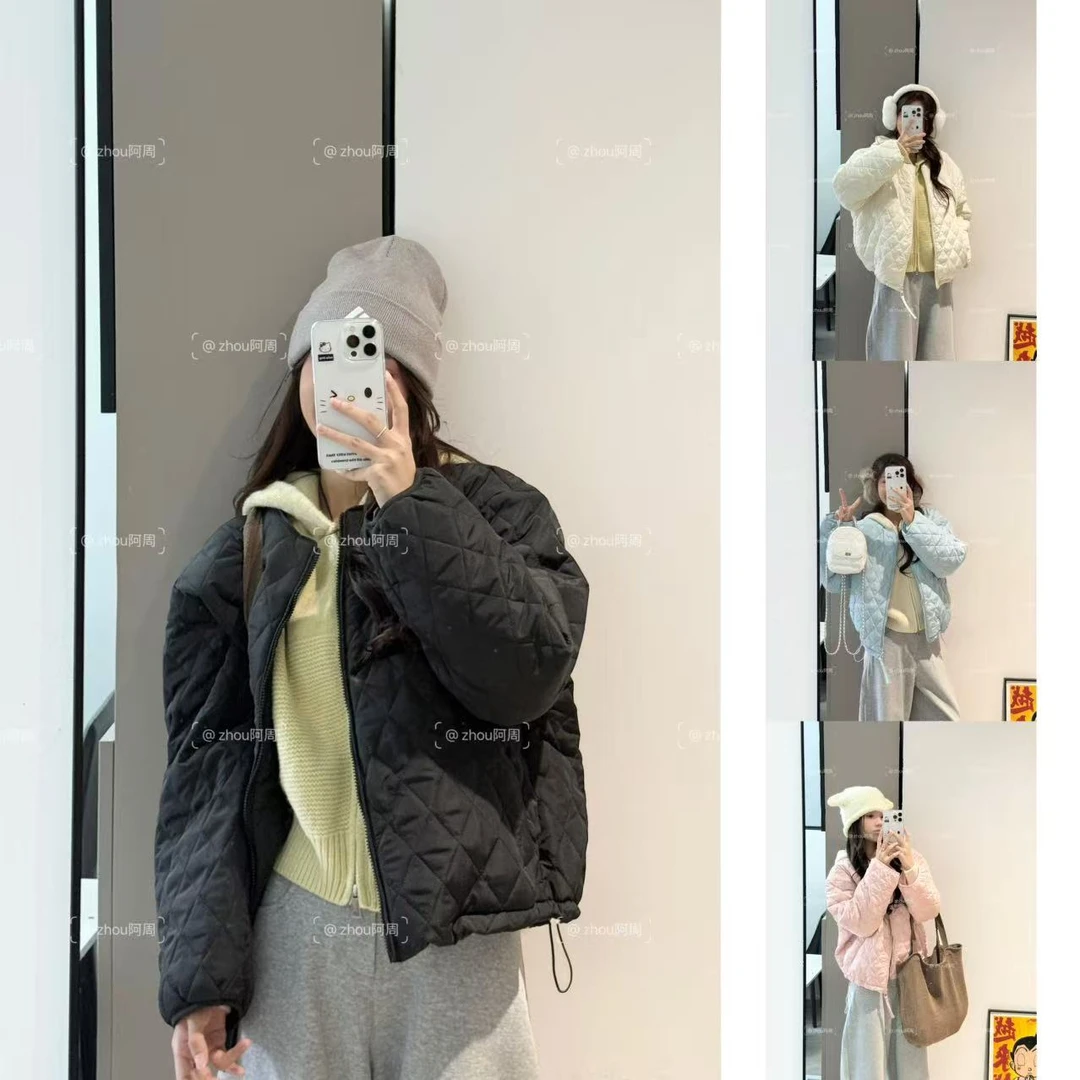 高级感菱形纯色棉服【软糯糖果色】女款冬季2025百搭防风棉服806