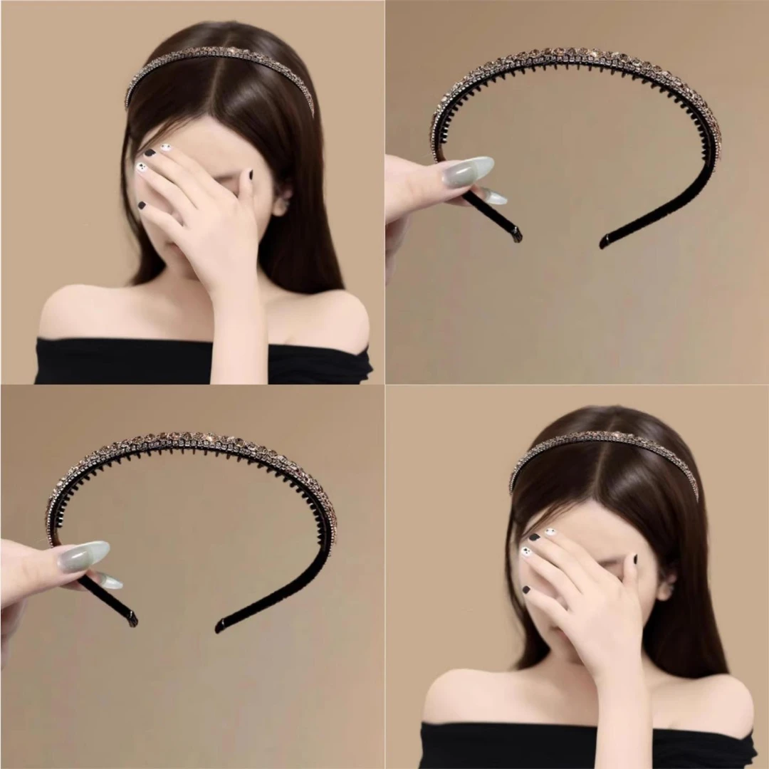 韩国感水钻发卡发箍女刘海前额束发压发头箍简约碎发百搭发捆