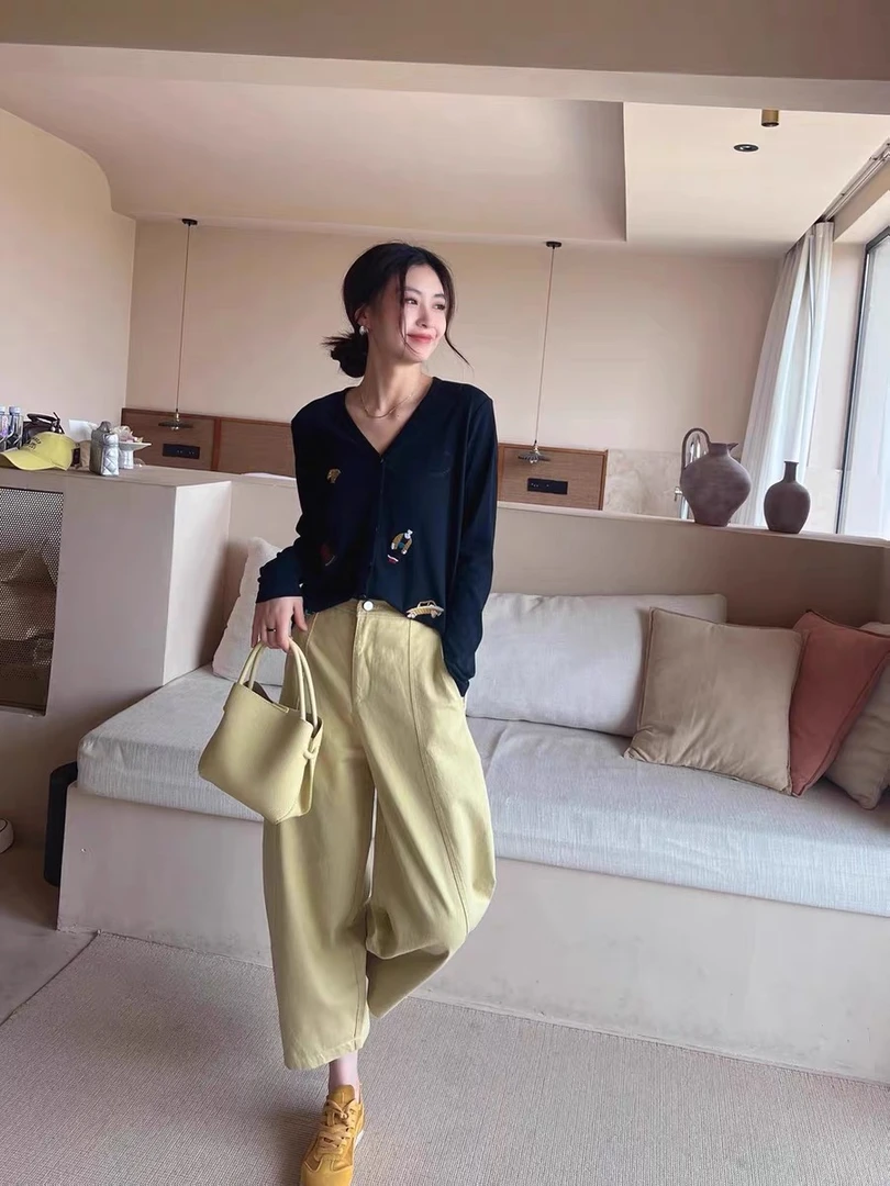 (XI ZI女装）休闲时尚高腰显瘦宽松小个子哈伦九分萝卜裤#2525