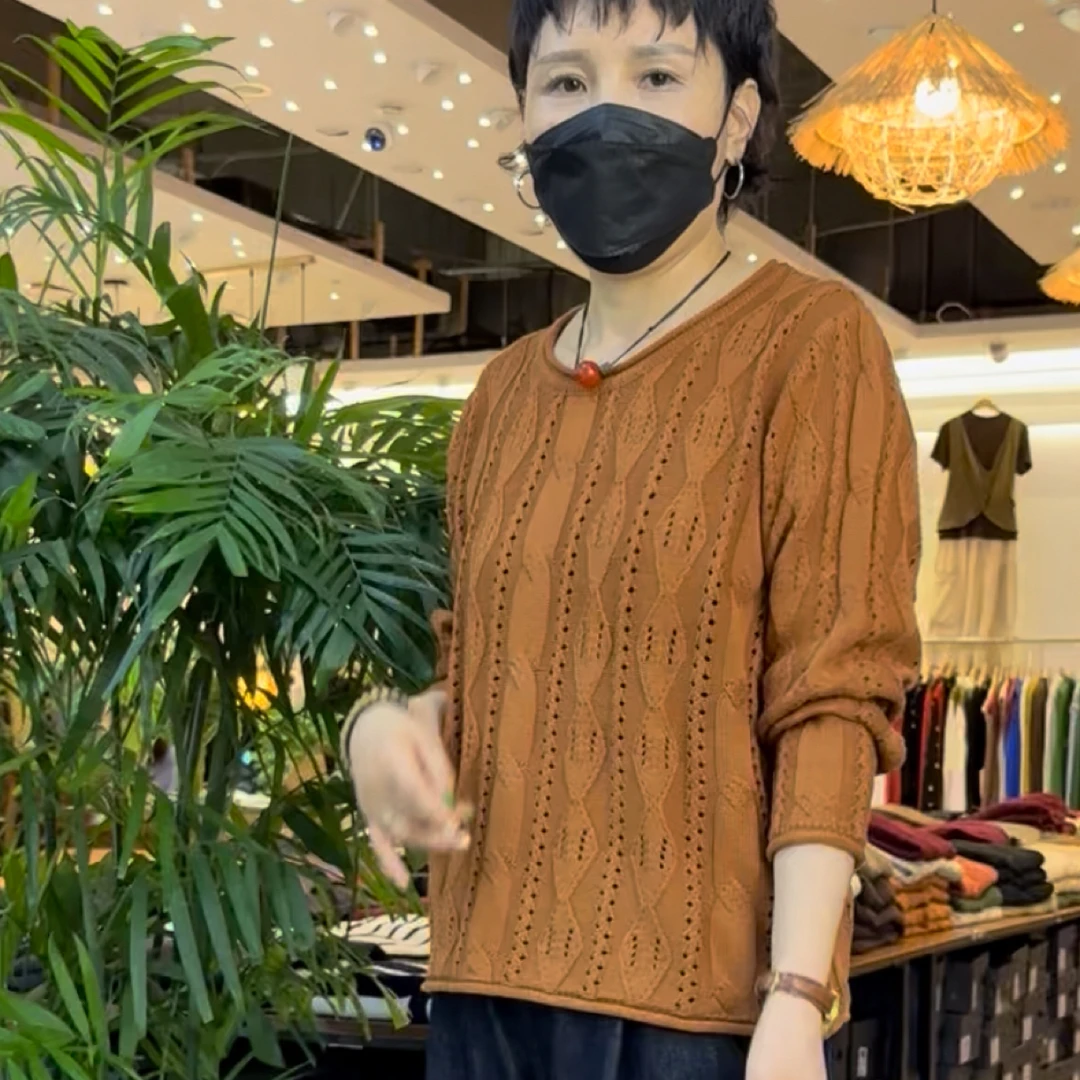 长袖圆领不起球秋季毛衣套头