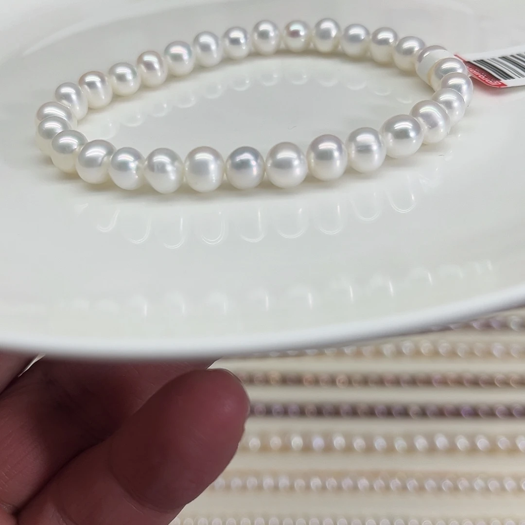 手绳淡水珍珠银S925镶嵌6-7毫米