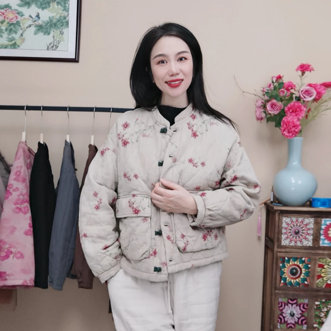 2053新中式国风立领百搭棉服外套女2025冬季新款时尚洋气棉衣外套