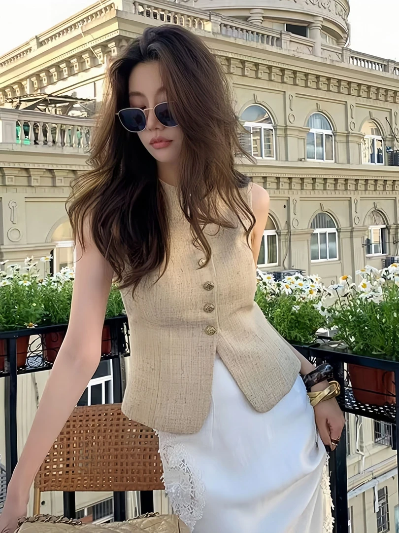 小香风高级感西装背心马甲女款2025夏季新款时髦洋气独特别致上衣