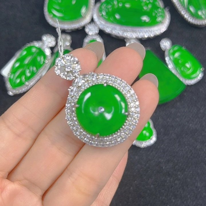 翡翠银S925镶嵌吊坠(不含链)