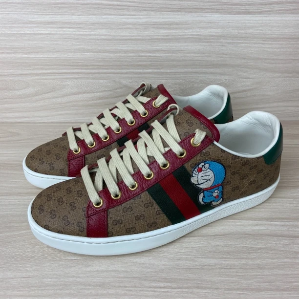 99新 GUCCI/古驰 客户寄售/Gucci 古驰哆啦A梦联名款老花满印板鞋