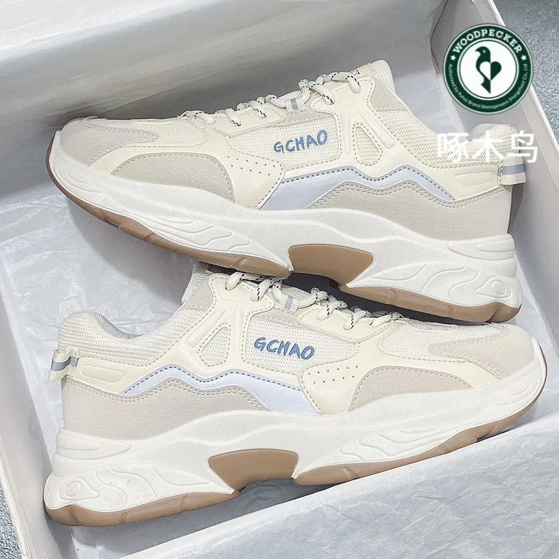 啄木鸟2024新款男鞋透气潮流百搭防臭薄款网面运动休闲小白板鞋子