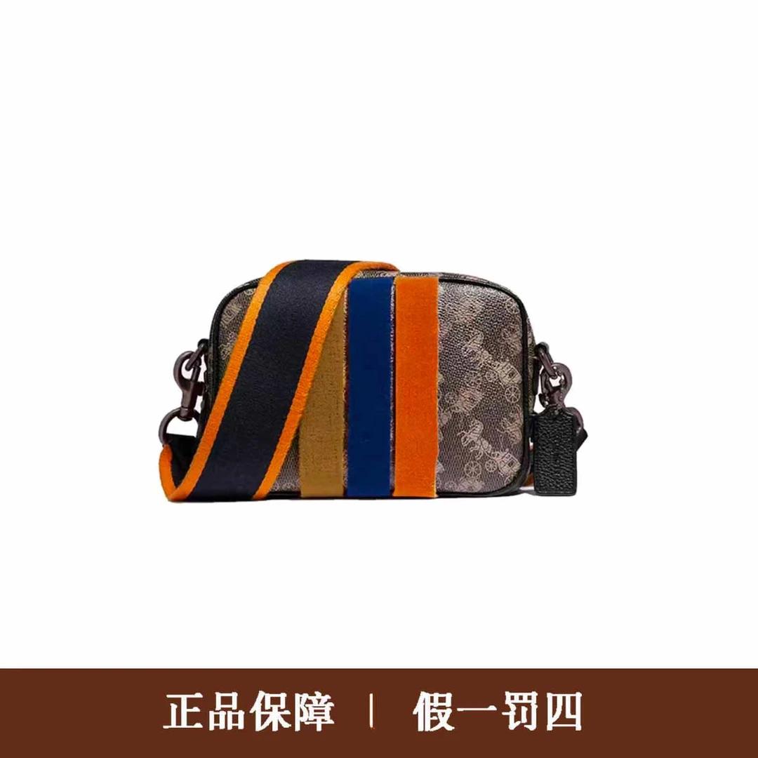 95新 COACH/蔻驰 蔻驰黑色马拉车相机包/DM921/17X12