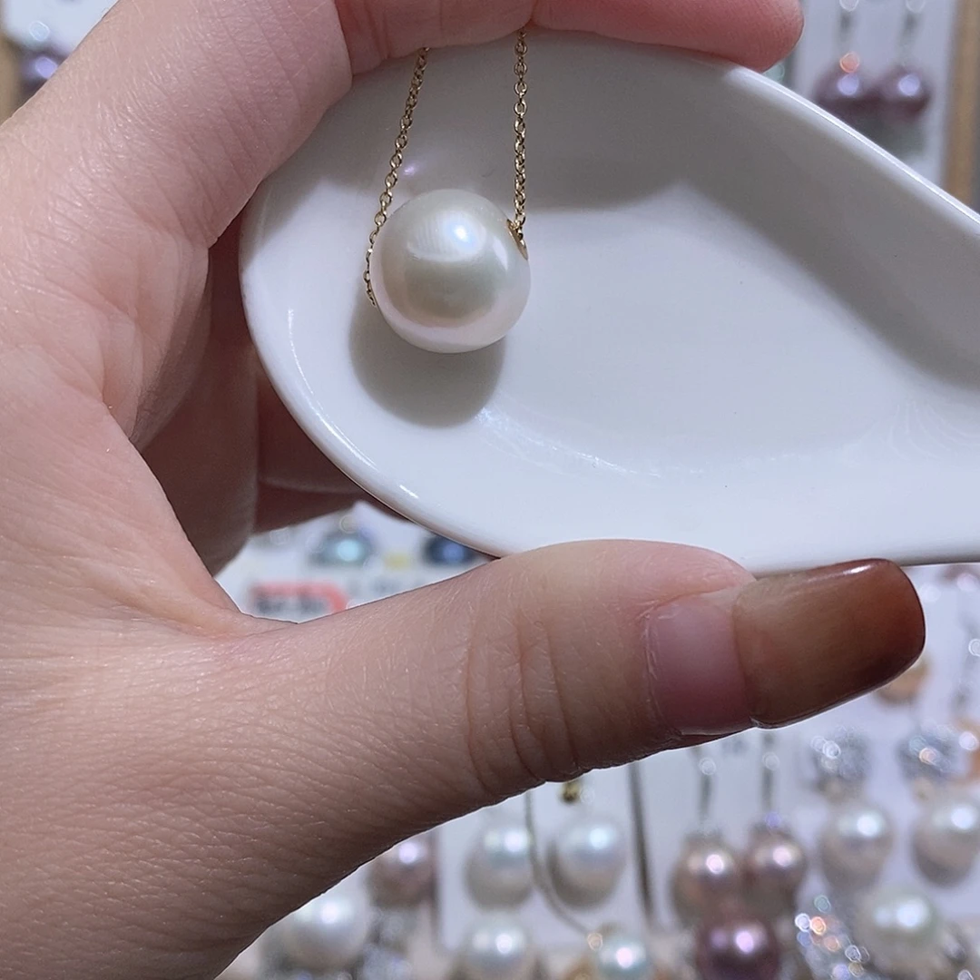 余****淡水珍珠18K金镶嵌吊坠(赠链)w13.2
