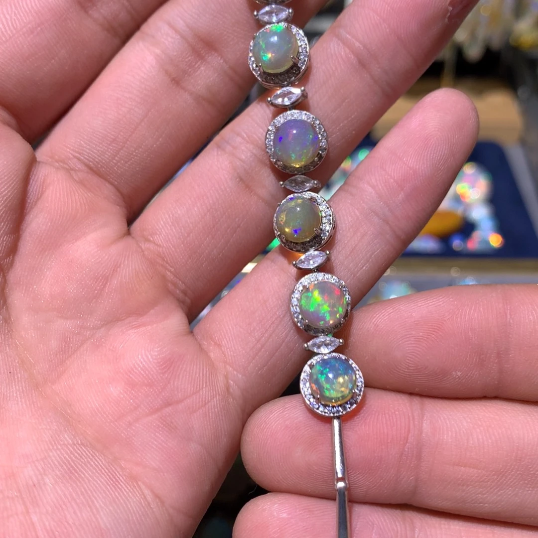 欧泊银S925镶嵌欧泊手链