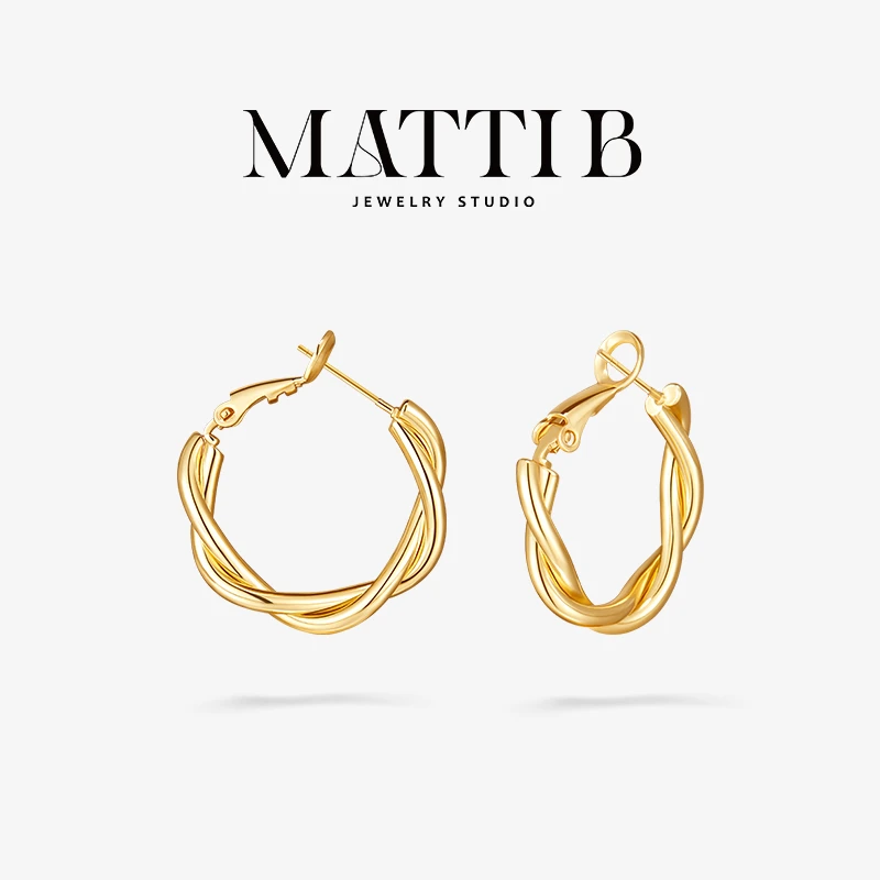 铜合金耳饰 麻花金属圈圈高级感耳环女独特气质新款高端耳圈2092