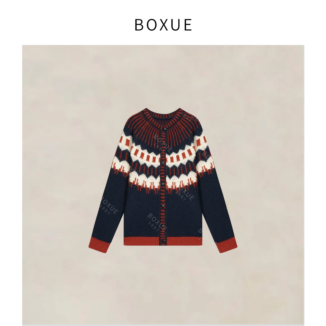 BOXUE“罗曼花期”2025秋冬绵羊.毛山羊.绒针织 外套#251109W6461