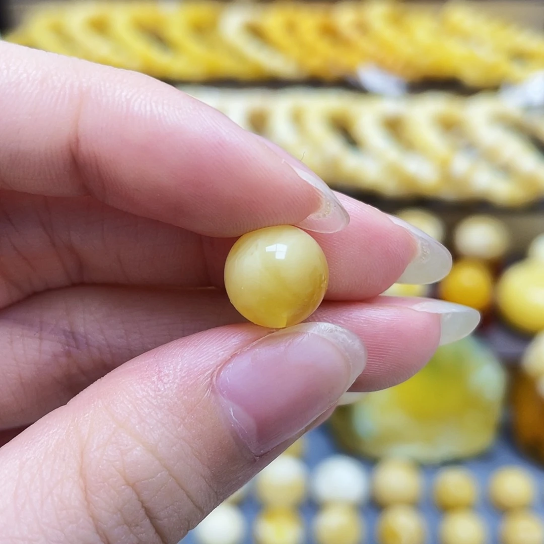 未镶嵌琥珀裸石༺***༻蜜蜡圆珠10.5mm平头