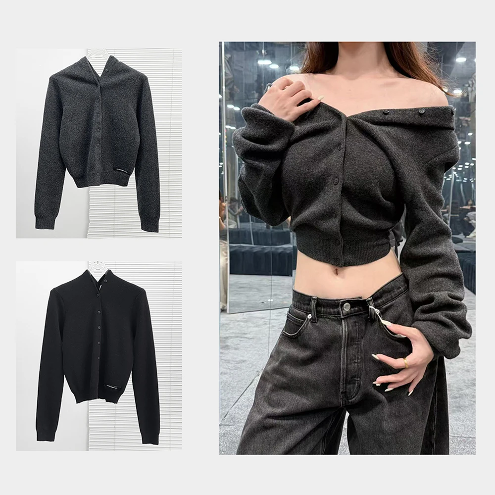 AW两面穿V领短款针织衫1420