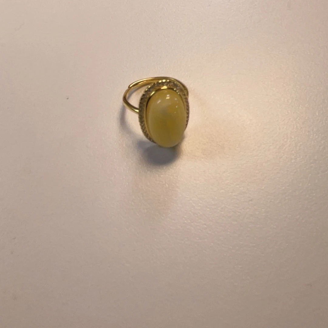 宁***宝琥珀未镶嵌戒指蜜蜡白花开口戒指