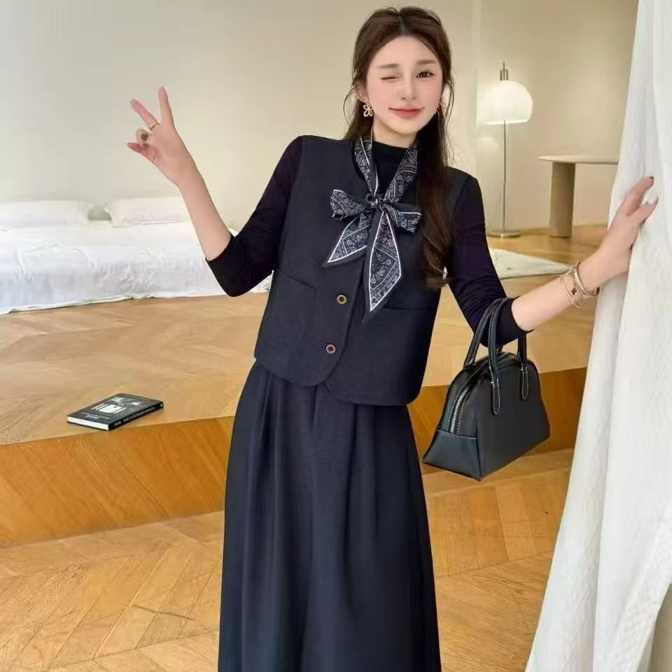 [婷婷家]时尚马甲配半身裙套装，小香风显瘦气质网红轻奢减龄法式