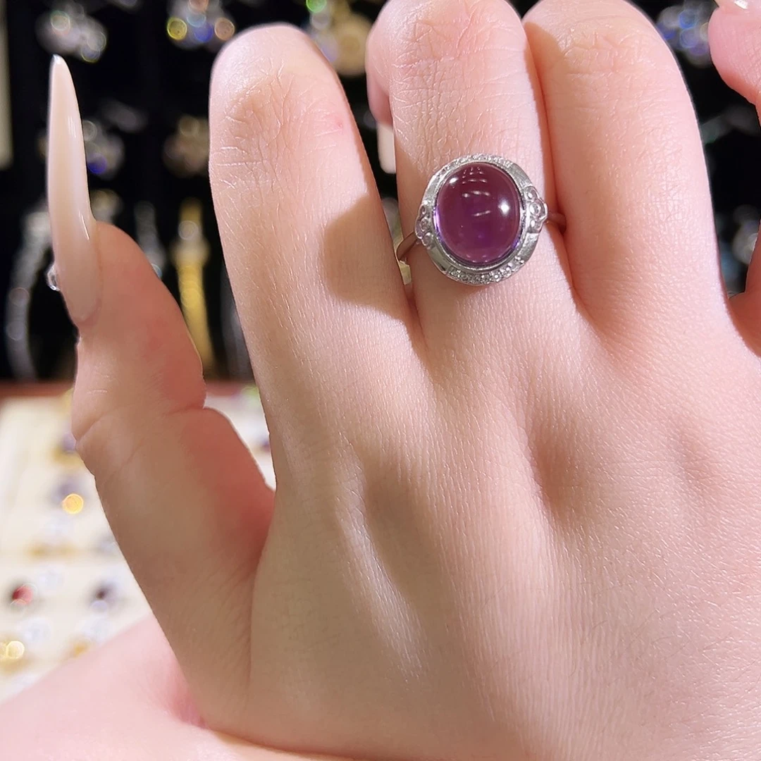 原***吖银S925镶嵌戒指水晶