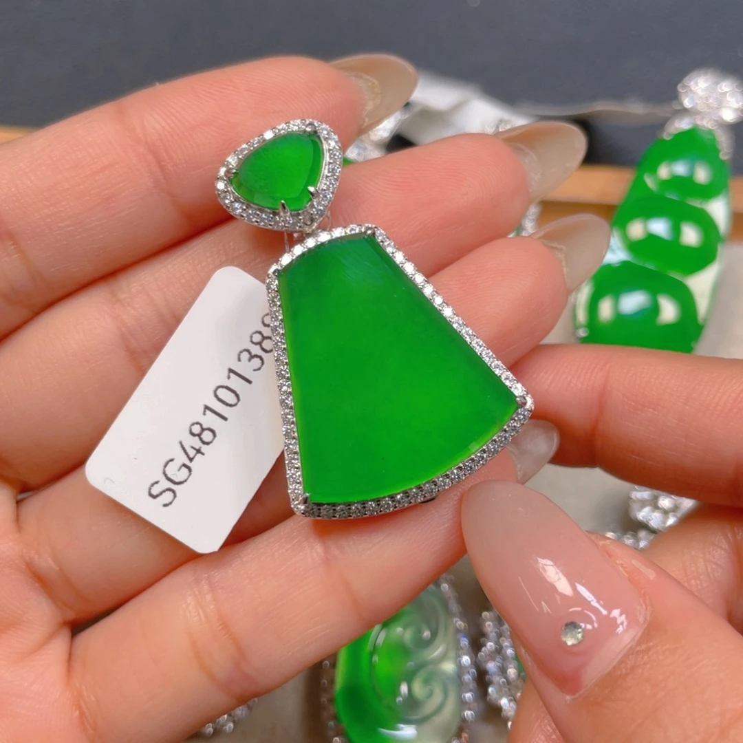 翡翠银S925镶嵌挂件