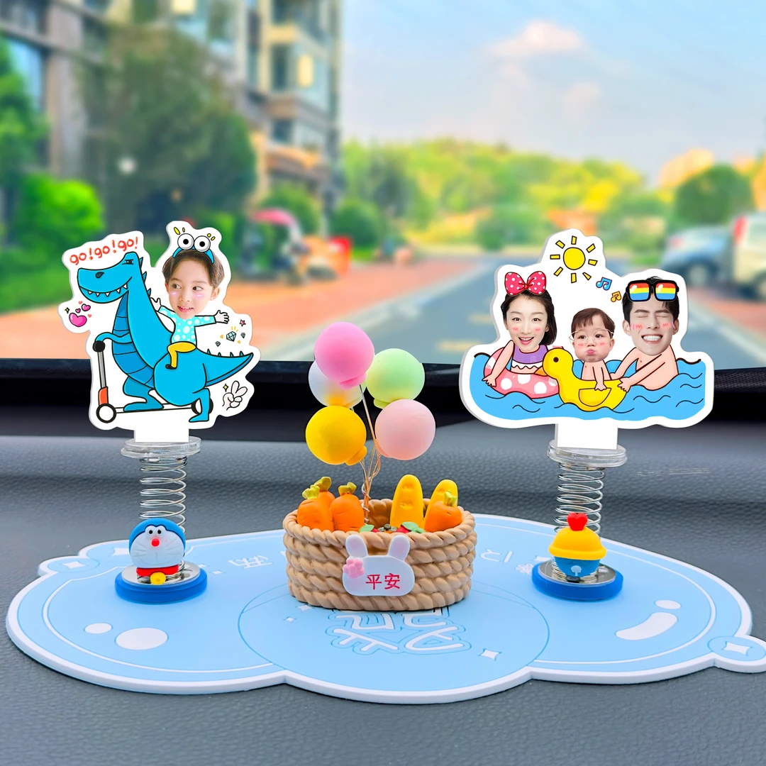 新款套餐卡通照片定制车载摆件中控台小人弹簧摇头diy情侣装饰品