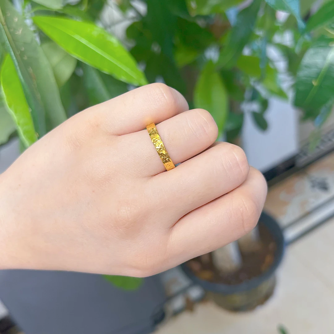 水贝古法黄金碎冰冰戒指精美女友礼物百搭时尚