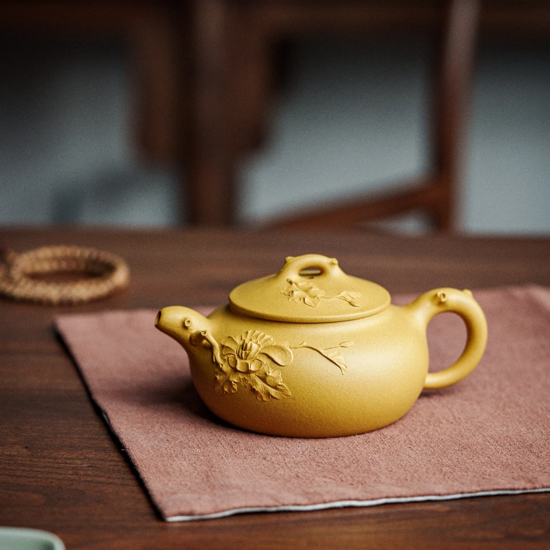 怡君陶｜花开富贵 原矿紫砂黄金段泥 全手工制作