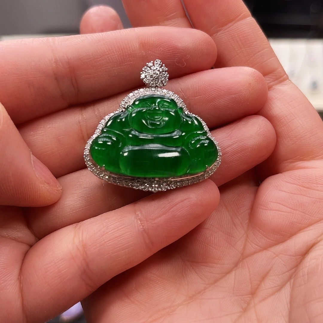 翡翠18K金镶嵌吊坠(不含链)